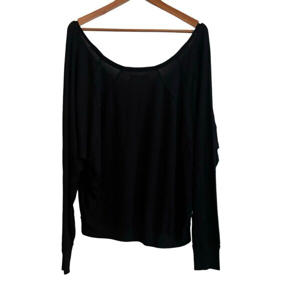 We The Free Waffle Knit Slouchy Oversized Off the Shoulder Long Sleeve Top Med - Picture 4 of 6